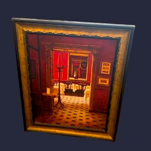 Vintage Very large Framed Andre Renoux Limited Edition wall frame painting.